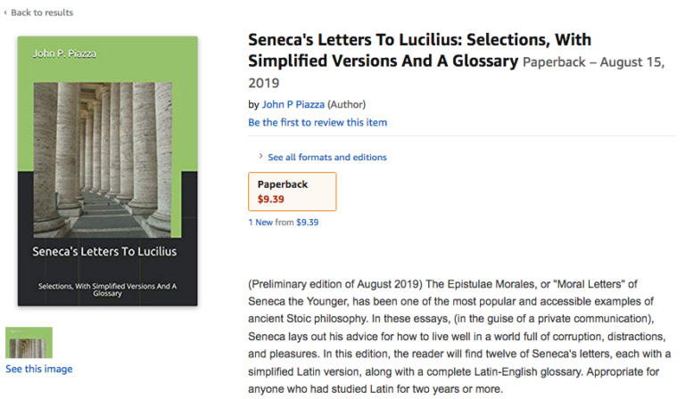 New Book Seneca's Letters, Simplified (updated print edition coming in